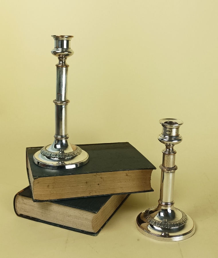 	Pair Of Silver Plate Telescopic Candlesticks